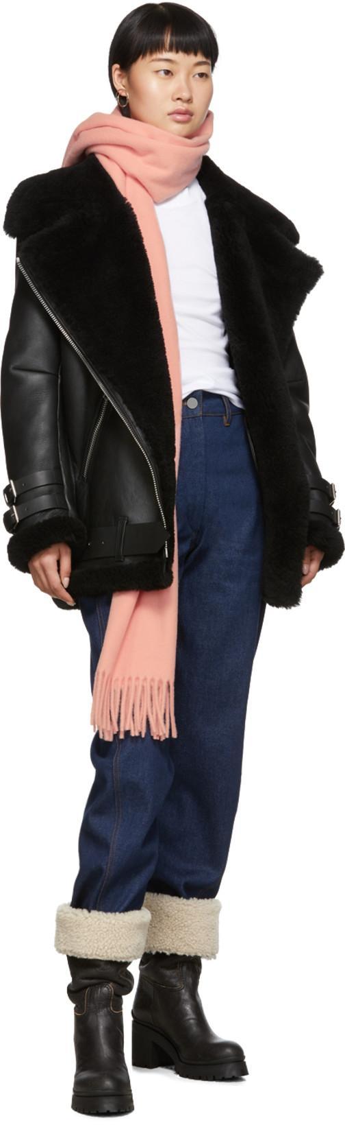 ACNE STUDIOS Shearling Aviator Jacket In Black Leather