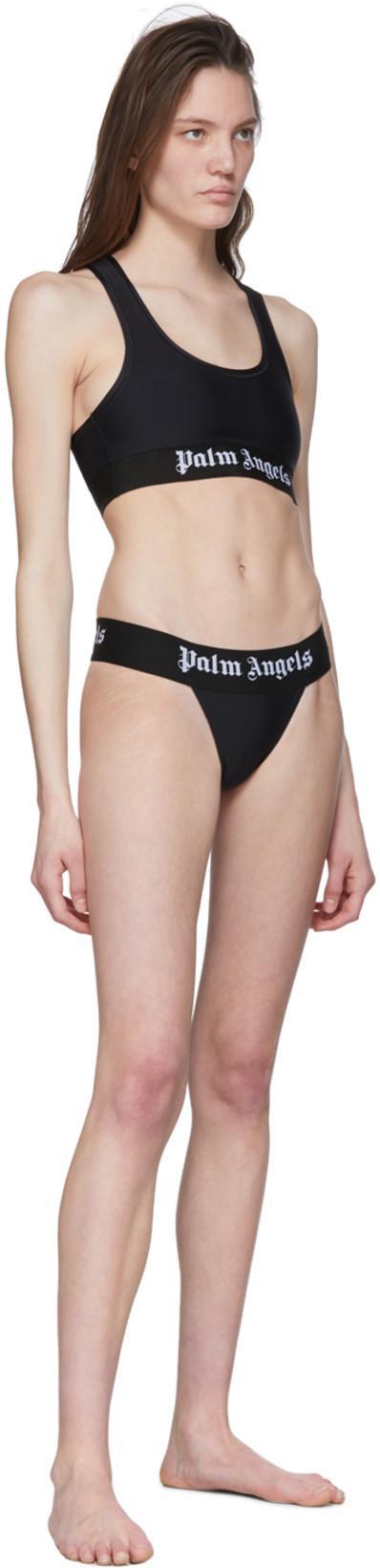 PALM ANGELS Black Classic Logo Sport Bra In Black White
