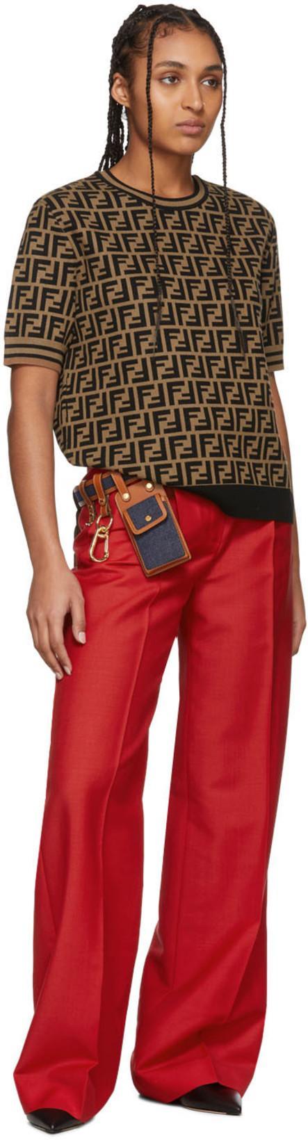 FENDI Women Brown T-shirt With Short Sleeves And All-over Ff Motiv In Cotton Woman In Black