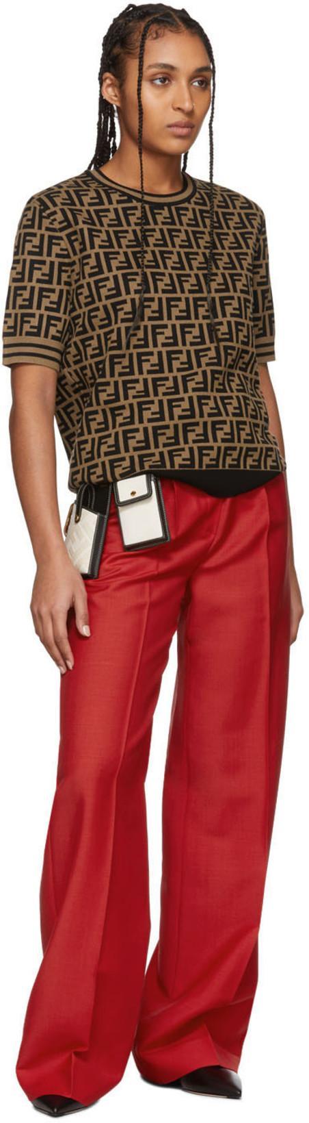 FENDI Women Brown T-shirt With Short Sleeves And All-over Ff Motiv In Cotton Woman In Black