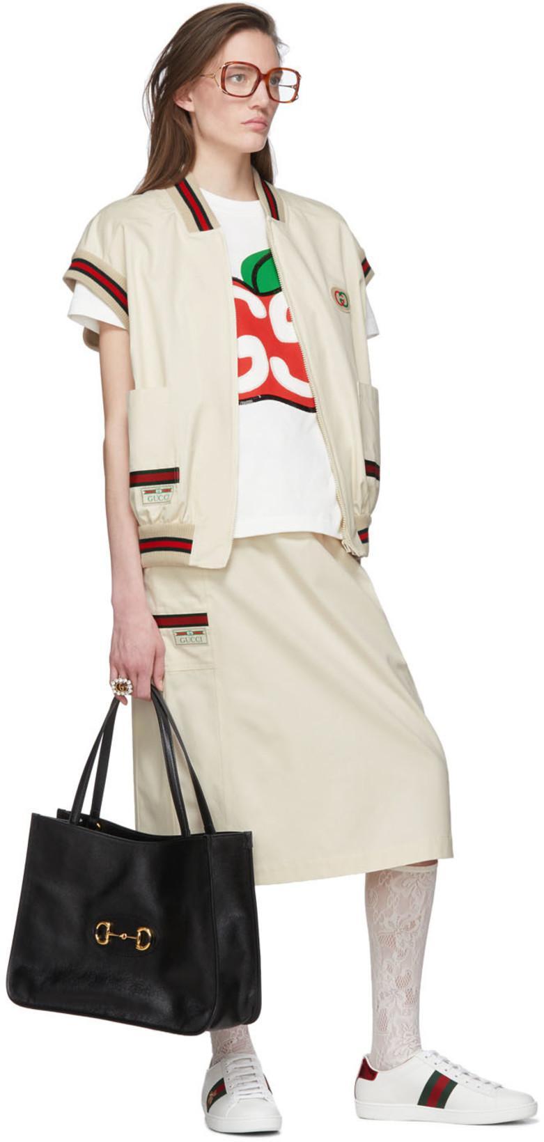 GUCCI Ace Embroidered Leather Sneaker In White