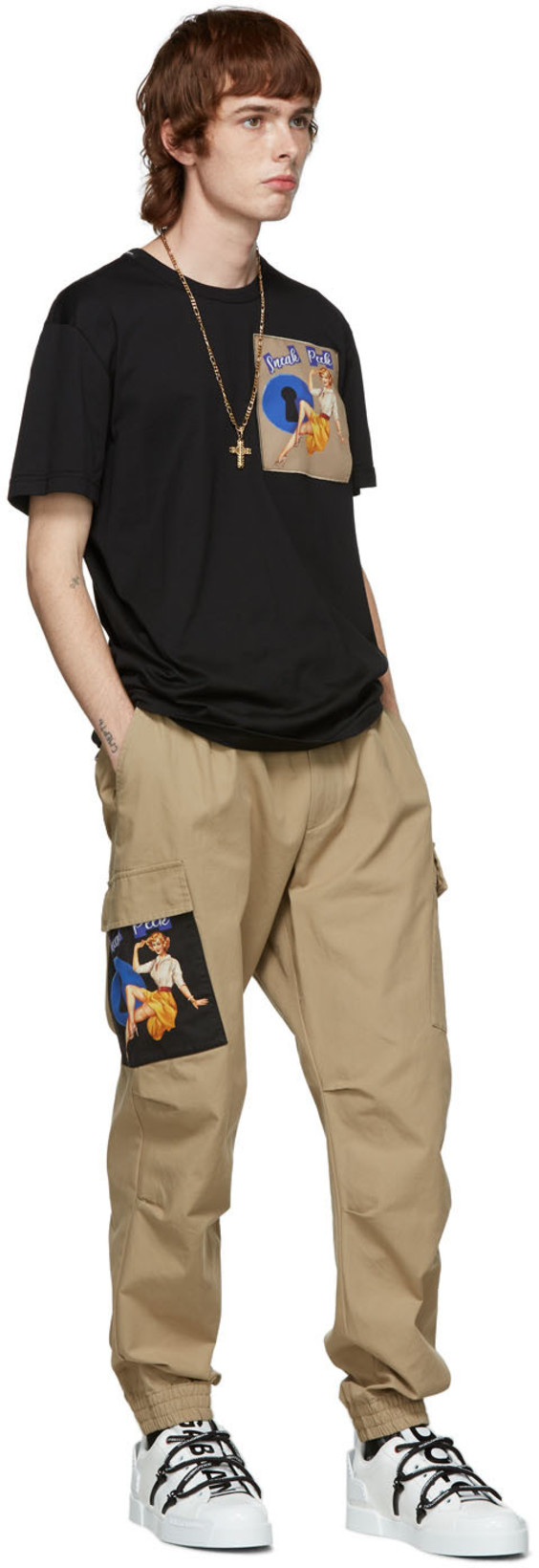 DOLCE & GABBANA Portofino Sneaker In Calfskin And White Paint