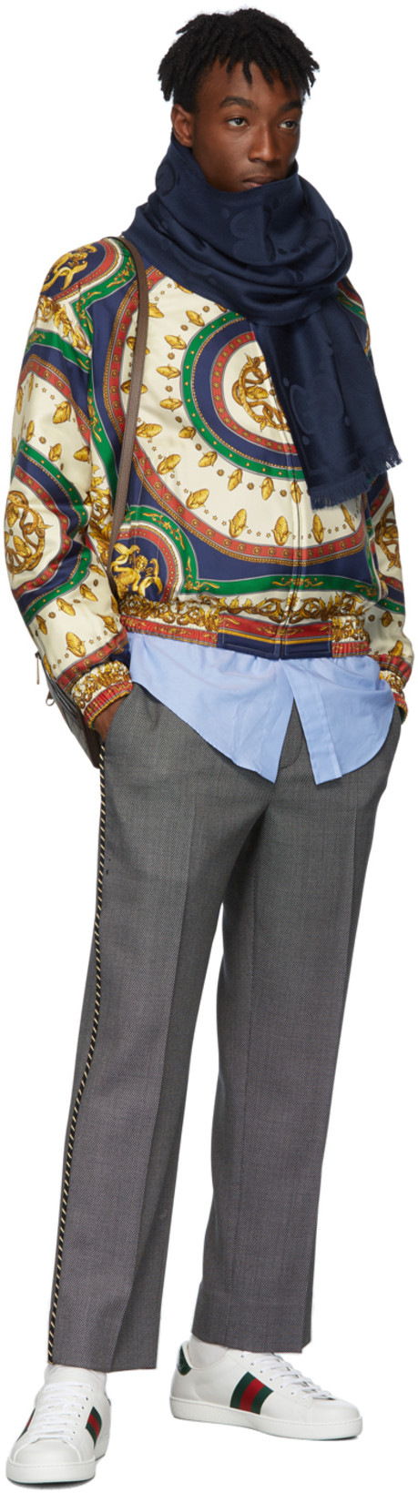 GUCCI Ace Leather Sneakers With Lateral Web Band In White