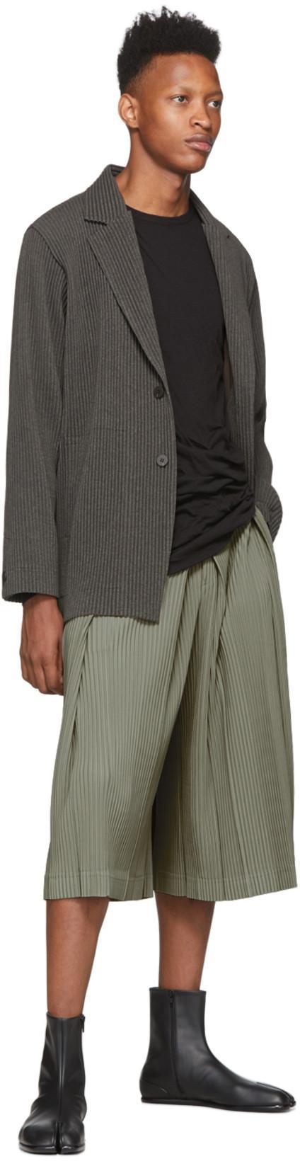 MAISON MARGIELA Black Tabi Leather Ankle Boots In Green