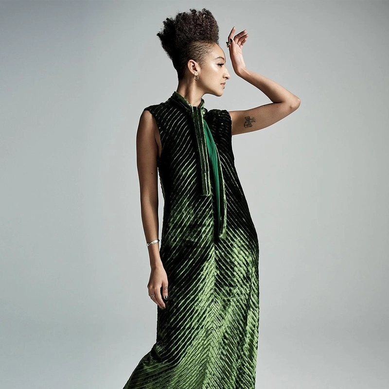 Prada's Posts | Wearing: Prada Women's Tie-detailed Velvet Midi Dress In Green