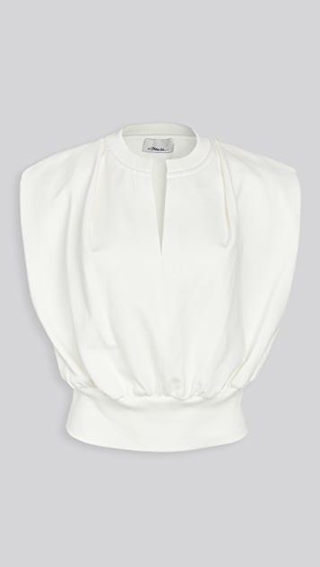 3.1 PHILLIP LIM Padded Shoulder French Terry Top In White