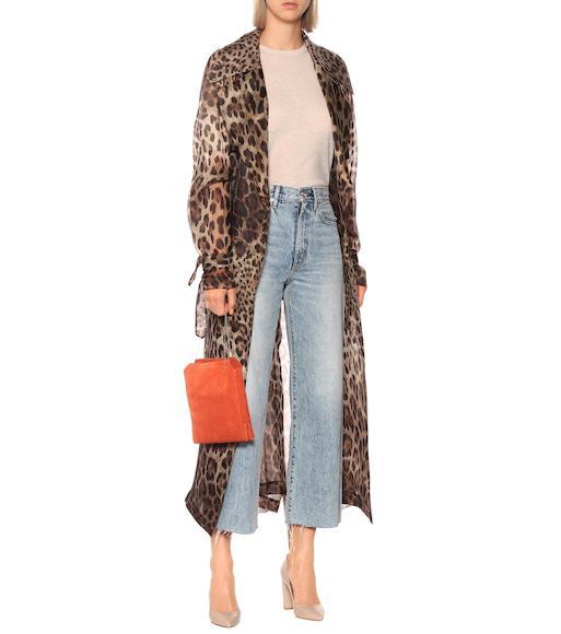 DOLCE & GABBANA Leopard Print Double Breasted Trench Coat