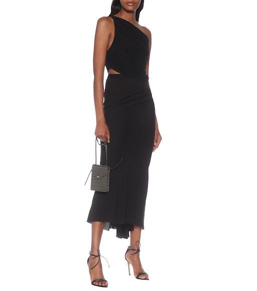 NORMA KAMALI Diana One-shoulder Ruched Crop Top In Black