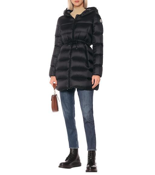 MONCLER Black Flammette Down Jacket In Nylon Technique