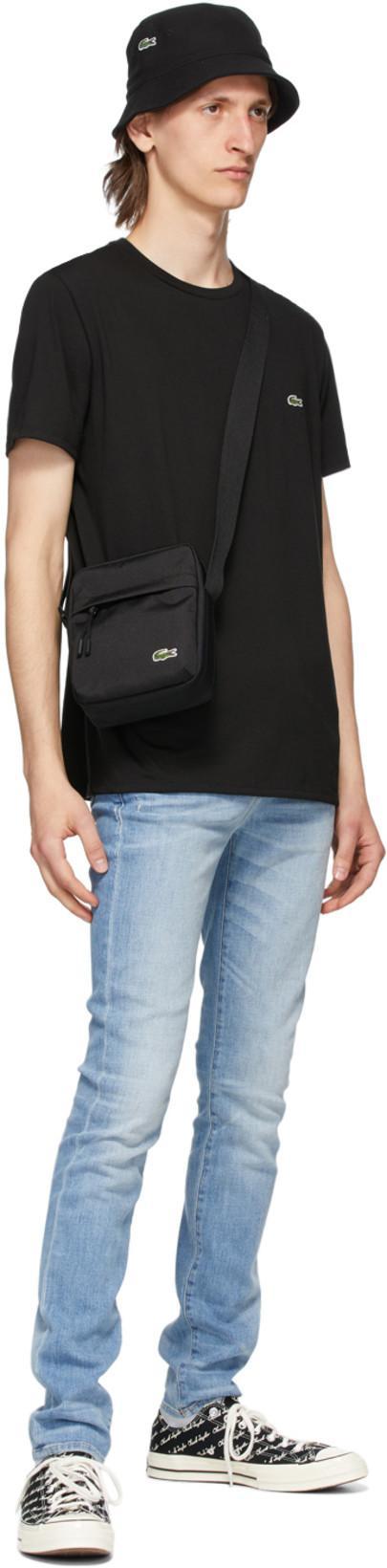 LACOSTE Embroidered-logo Cotton T-shirt In Black