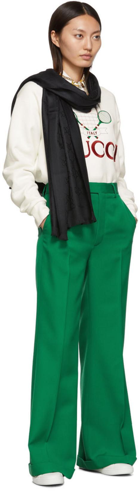 GUCCI Gg Jacquard Wool Scarf In Black