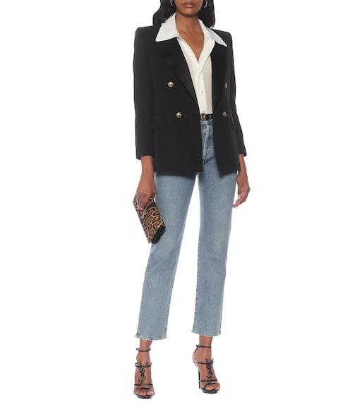 SAINT LAURENT Cassandra Ysl Patent Leather Sandals In Animal Print