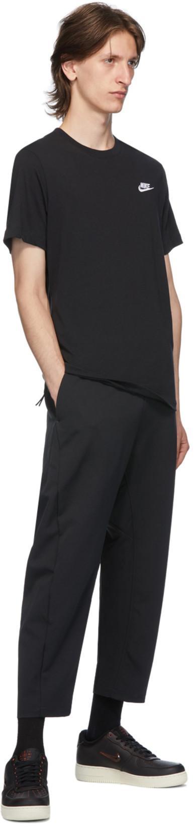 NIKE Sportswear Club Embroidered Logo Solid Color Round Neck Short Sleeve Black