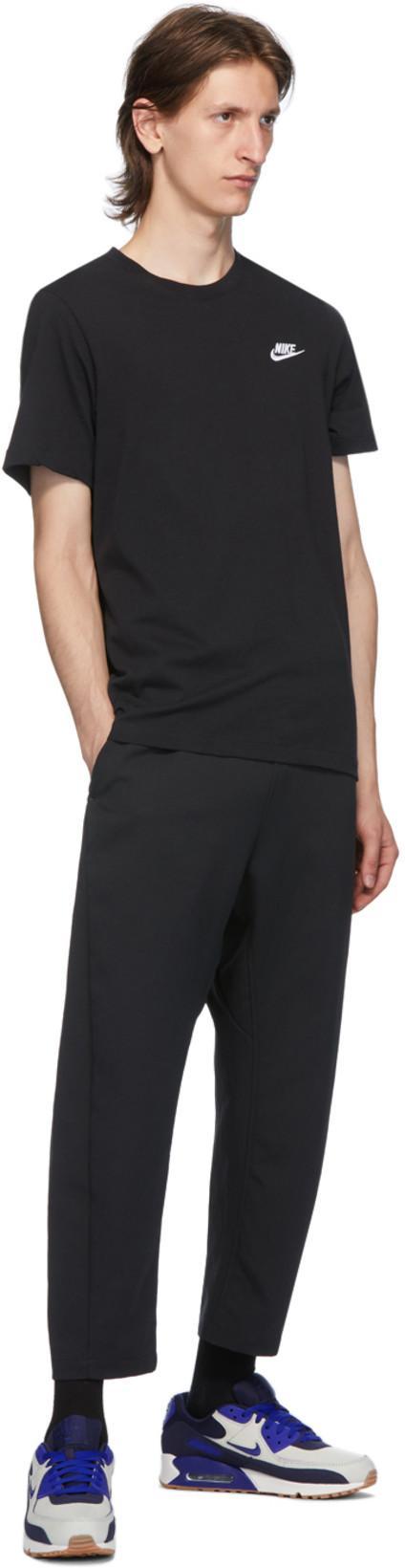 NIKE Sportswear Club Embroidered Logo Solid Color Round Neck Short Sleeve Black