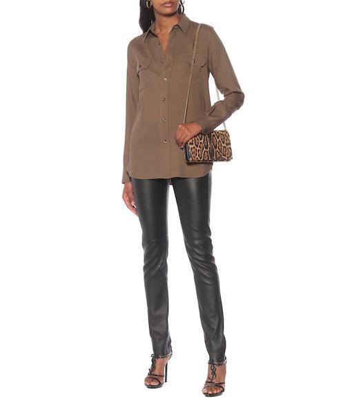 SAINT LAURENT Cassandra Ysl Patent Leather Sandals In Animal Print