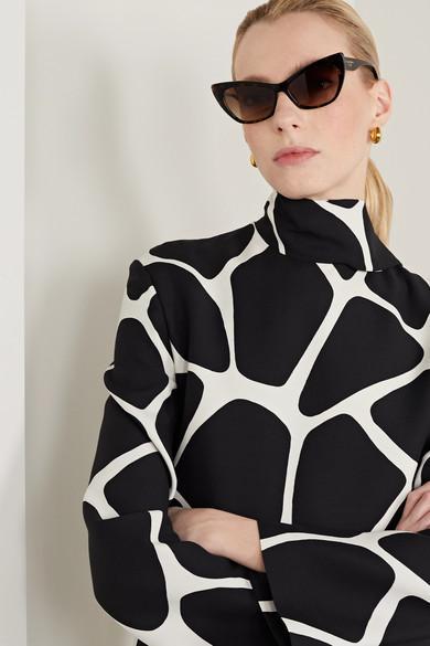 VALENTINO Pleated Silk-crepe Trench Coat In Blue