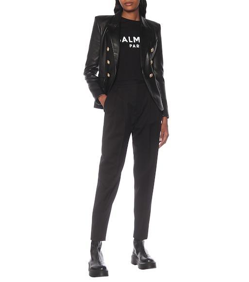 BALMAIN Printed Logo Cropped T-shirt In Black