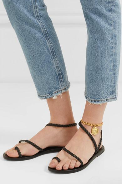 ANCIENT GREEK SANDALS Eleftheria Braided Leather Sandals In Black